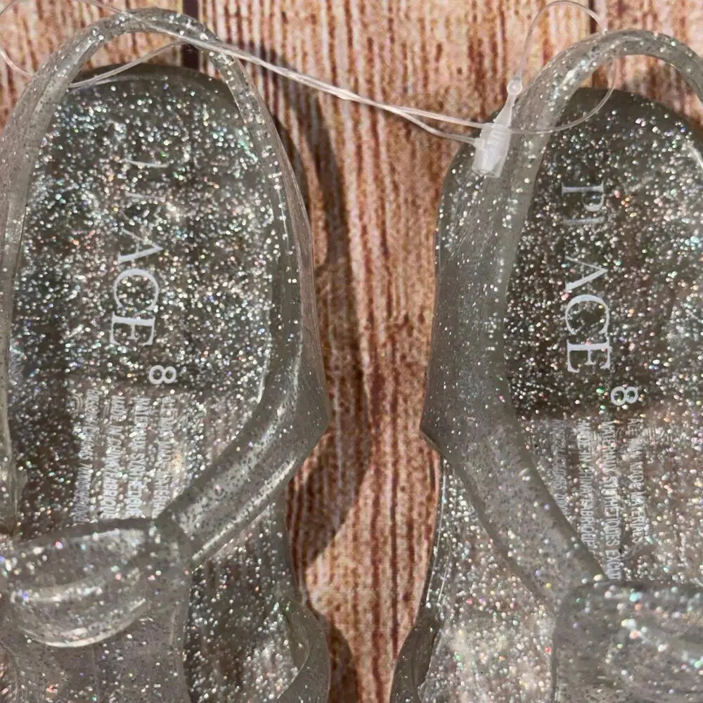 The Children's Place Glitter Jelly Sandals Size 8 nwot